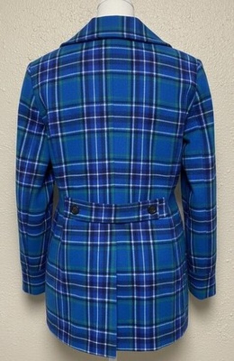 NWT Old Navy Plaid Peacoat Blue Double Breasted Jacket Preppy Twee Cozy  XXL - Picture 4 of 16